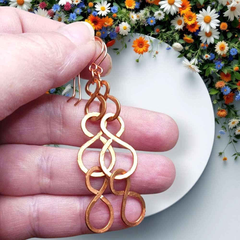 Artisan Copper "Crazy 8" Earrings – Hand-Forged & Hammered by AutumnLeaves